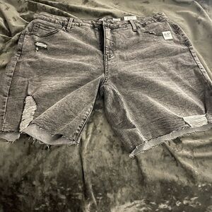 Women’s Distressed Gray Denim Shorts
